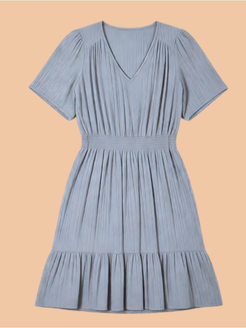 Knox Rose Light Blue Pleated V-Neck Dress